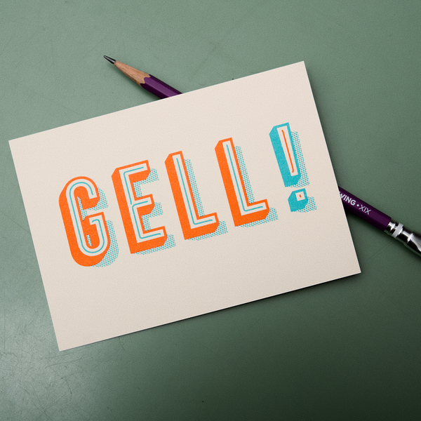 Gell! – Typografische Postkarte