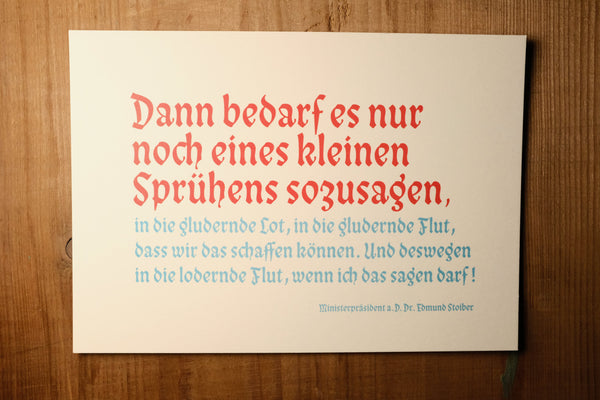 Sprühen – Spruch von Edmund Stoiber. Postkarte - Bart Verlag